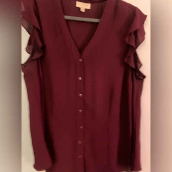 Modcloth Maroon Button-Down Blouse 1X - Picture 4 of 12